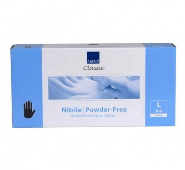 Juodos nitrilinės pirštinės be pudros ABENA Nitrile Powder-Free Medical Examination Gloves Juodas L 100vnt.