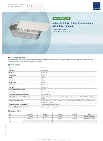 Aliuminio indelis 685 ml, 100 vnt, ABENA