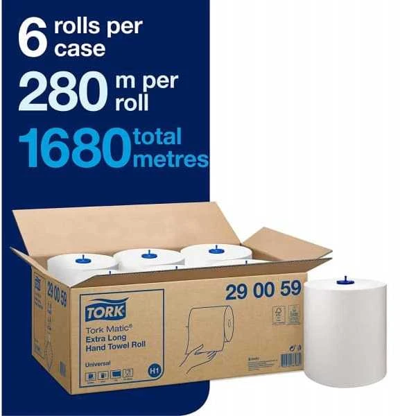 Popieriniai rankšluoščiai TORK UNIVERSAL H1, 290059, 1 sl., 1220 serv., 21 cm x 280 m, balta sp.