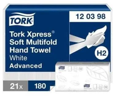 Servetėlės Tork Multifold Advanced Soft H2 (120398), 2 sluoksniai, baltos spalvos, 180 lapelių