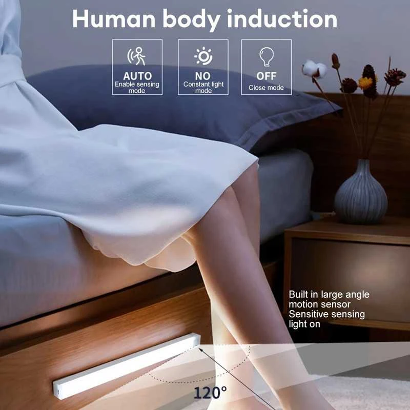 Belaidė magnetinė LED USB įkraunama lempa su jutikliu , 30 cm