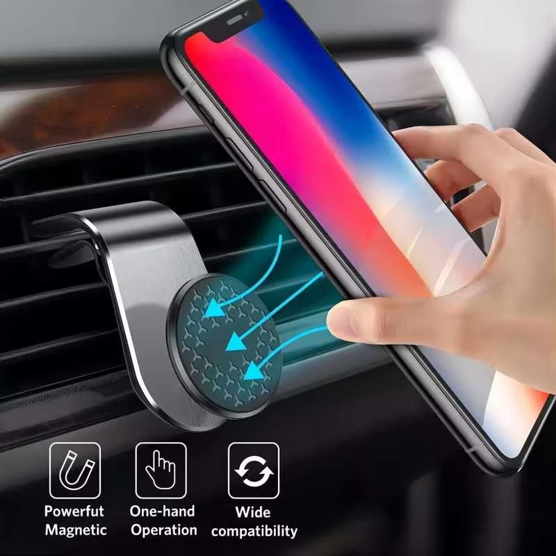 Dėklas Automobilinis magnetinis telefono laikiklis, juodas , SESUTES