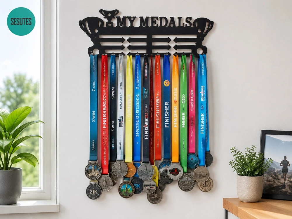 Medinė medalių kabykla, juoda , My medals
