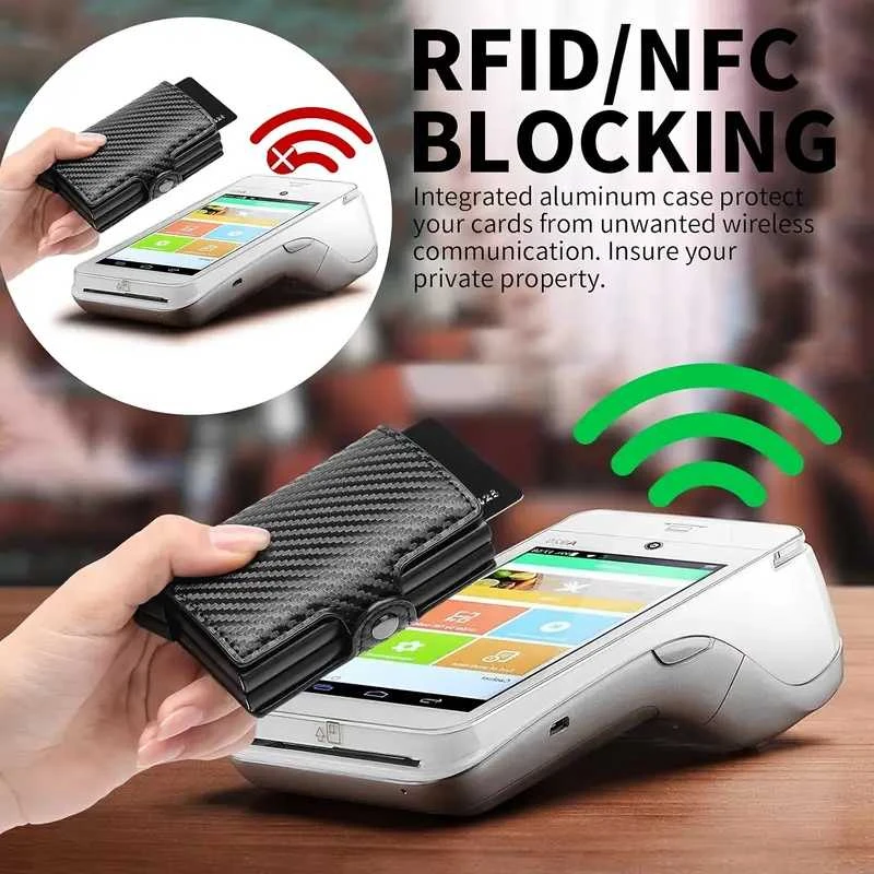Minimalistinė piniginė/kortelių dėklas, anti vagystės , RFID blokavimas , Double