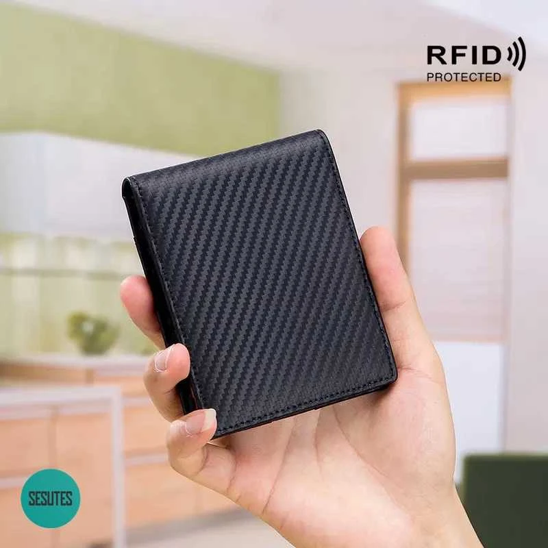 Minimalistinė piniginė/kortelių dėklas, anti vagystės , RFID blokavimas , juodas