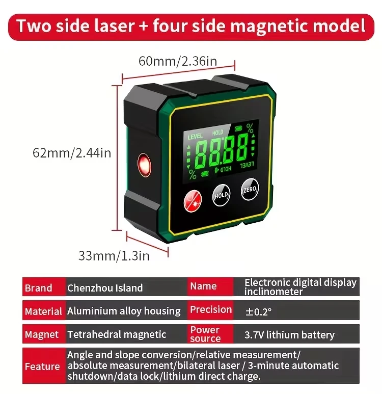 Skaitmeninis LCD gulsčiukas su magnetu ir lazeriu , mini - VIVIAN2