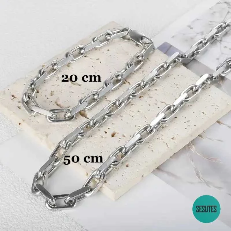 Titano plieno grandinėlė 50 cm ir apyrankė 20 cm , 7 mm pločio