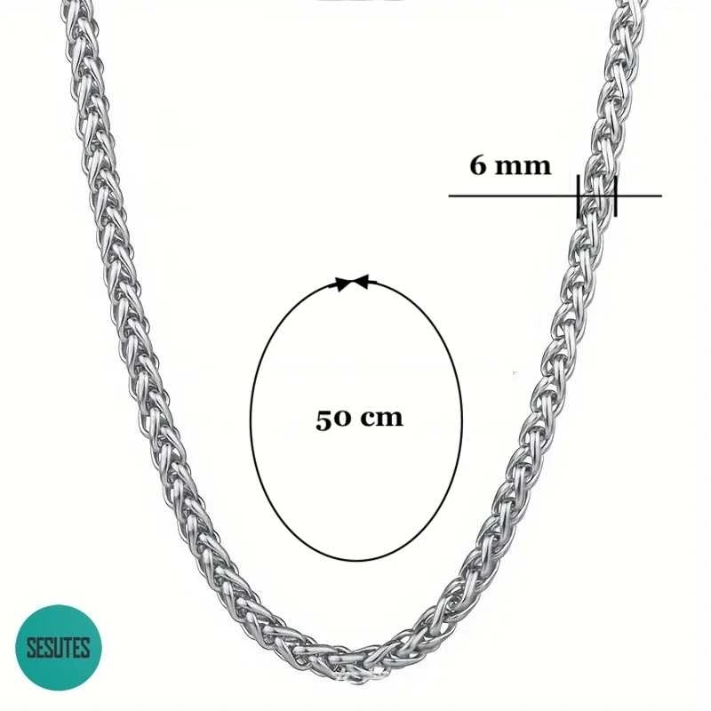Titano plieno grandinėlė, 6 mm pločio, 50 ​​cm ilgio