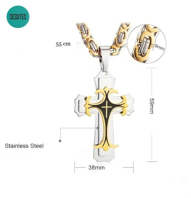 Titano plieno grandinėlė su kryžium , 6 mm pločio, 55 ​​cm ilgio
