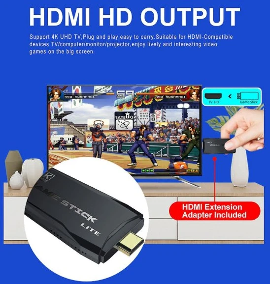 20000+ 4k Hdmi TV vaizdo žaidimų „Stick“ retro žaidimų konsolė su 2 belaidžiu valdikliu 4k žaidimų lazda, 100% nauja TAO Db 64g
