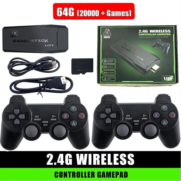 20000+ 4k Hdmi TV vaizdo žaidimų „Stick“ retro žaidimų konsolė su 2 belaidžiu valdikliu 4k žaidimų lazda, 100% nauja TAO Db 64g