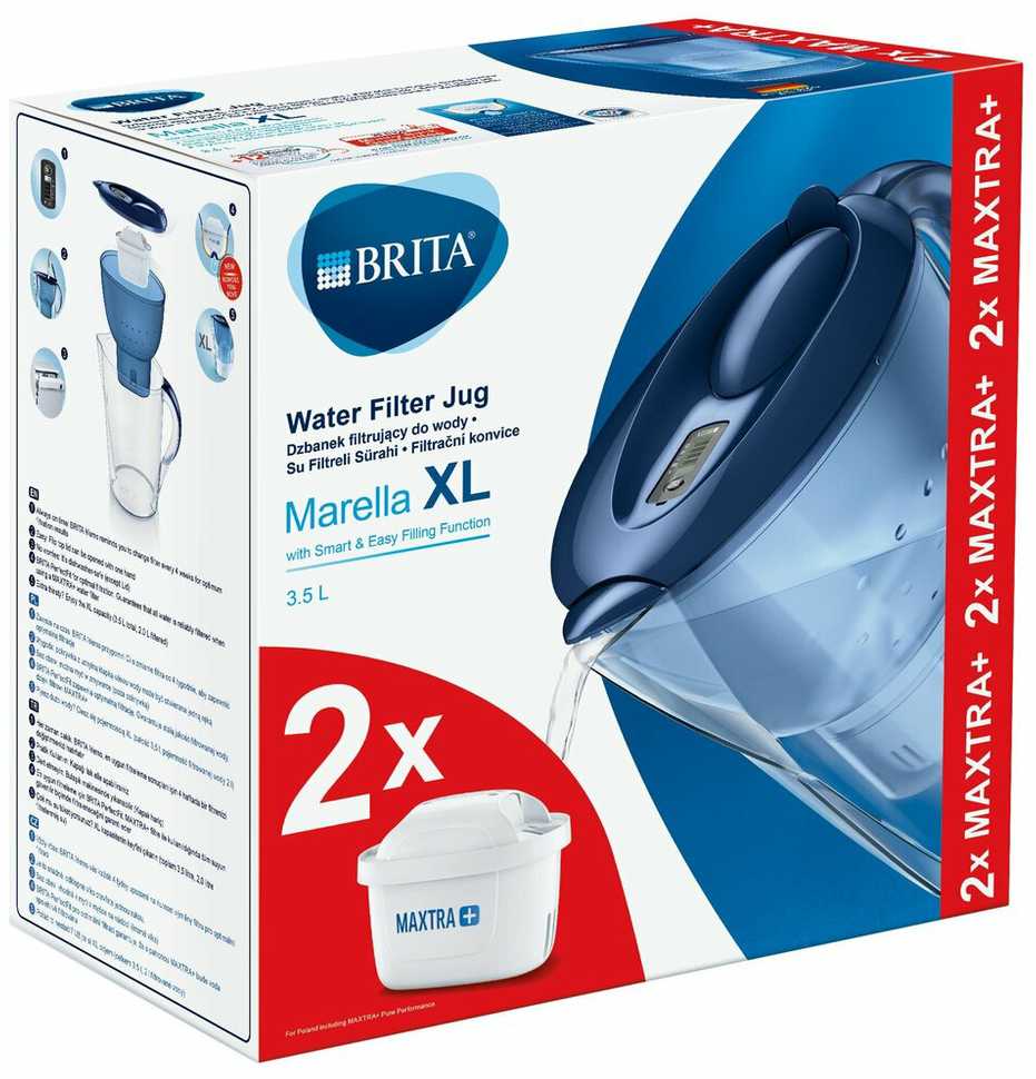 BRITA vandens filtravimo ąsotis Marella, mėlynas 1040565 – 3,5L +2vnt. Maxtra+