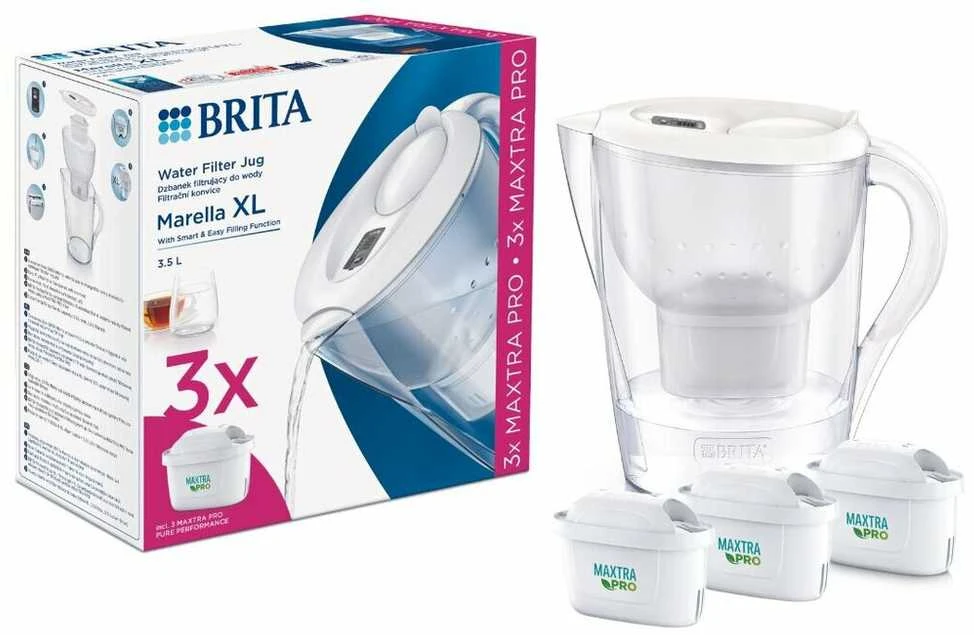 Vandens filtravimo ąsotis BRITA Marella XL 3.5l, + 3 vandens filtravimo filtrai Maxtra Pro