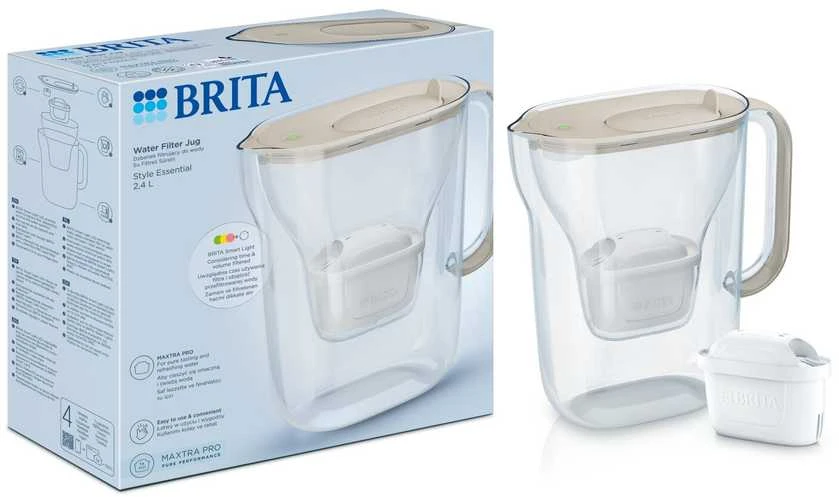 Vandens filtravimo ąsotis BRITA Style Essential 2.4L, rudas su vandens filtru MAXTRA PRO 1 vnt.