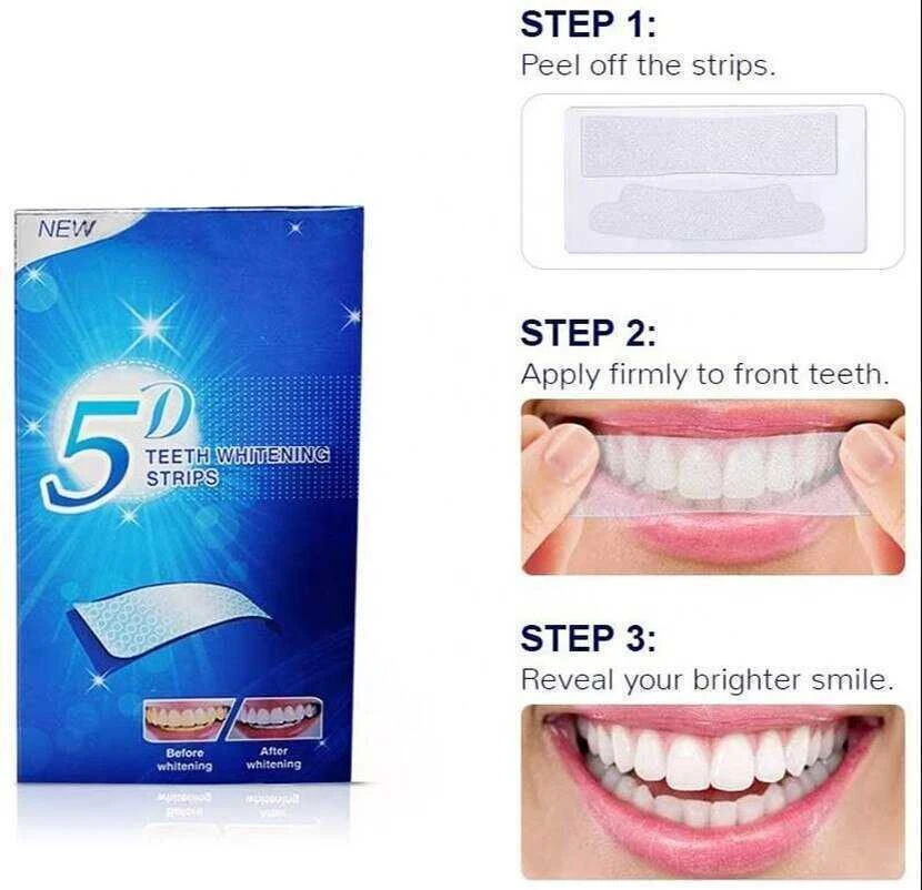 Dantų balinimo juostelės 5D Whitening 14vnt/7 poros