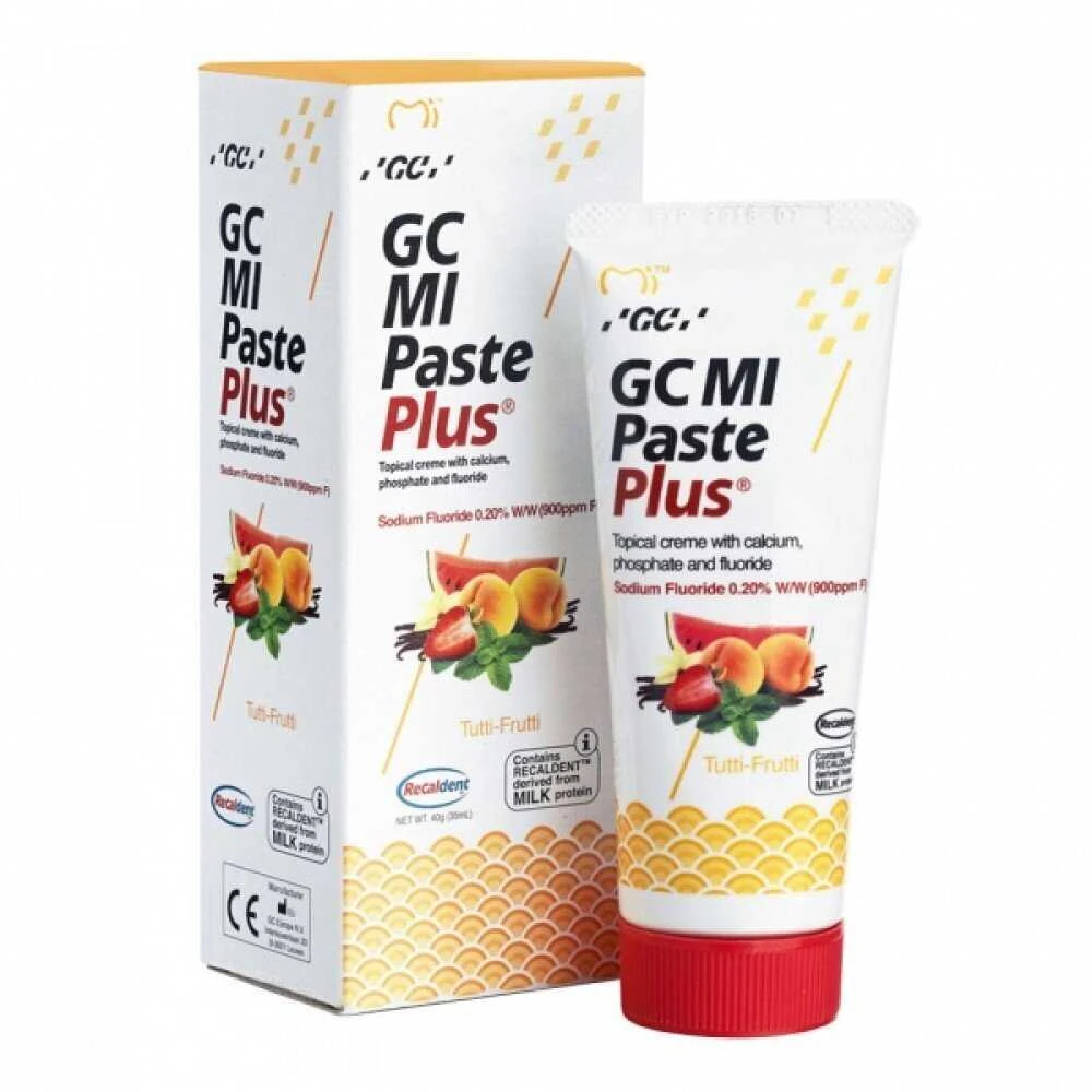 Dantų kremas su fluoru, įvairių vaisių skonio GC Mi Paste Plus Recaldent, 35 ml