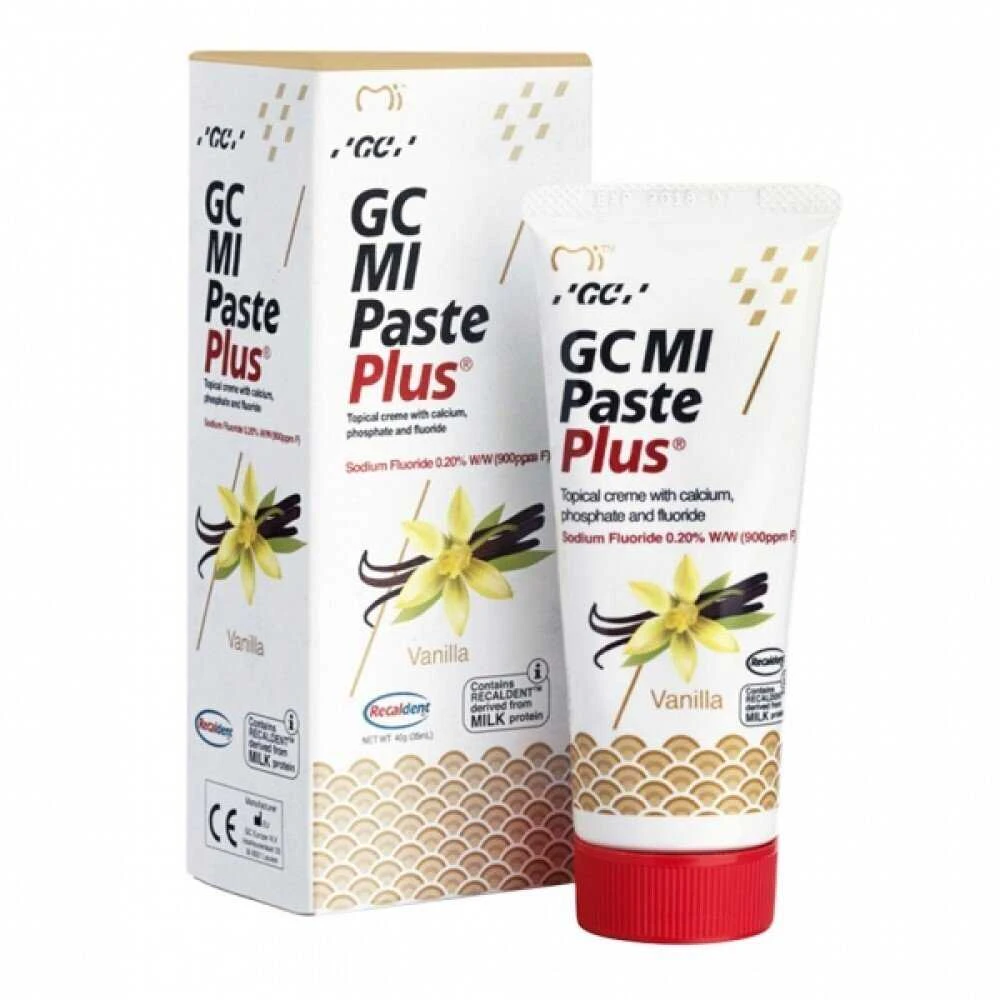 Dantų kremas su fluoru, vanilės skonio GC Mi Paste Plus Recaldent, 35 ml