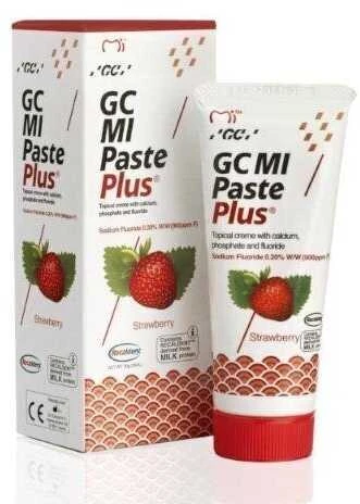 GC Mi Paste Plus Recaldent dantų kremas su fluoru, braškių skonio, 35 ml