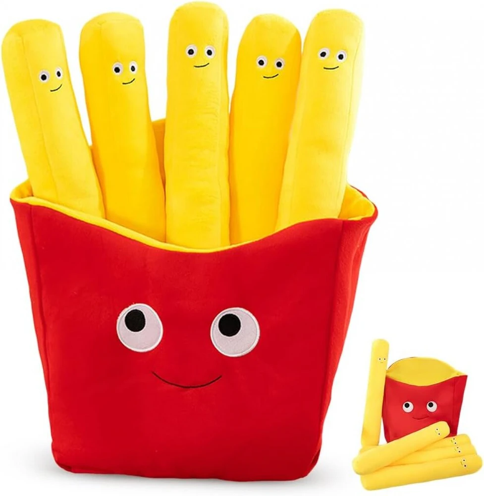 Happyjoe Pliušinės pagalvės animacinių filmų pagalvėlė Minkšti juokingi žaislai raudonos ir geltonos bulvytės formos Kalėdų dovana namų dekoravimui, prancūziškos bulvytės pliušinis -30 cm kehaoan 166400293. png