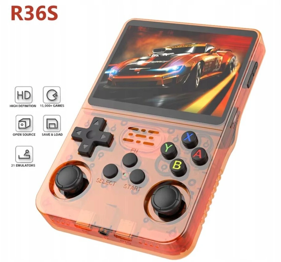 HappyJoe R36S, 64GB, oranžinė, 10000+ Games, 3.5" IPS Screen, Linux