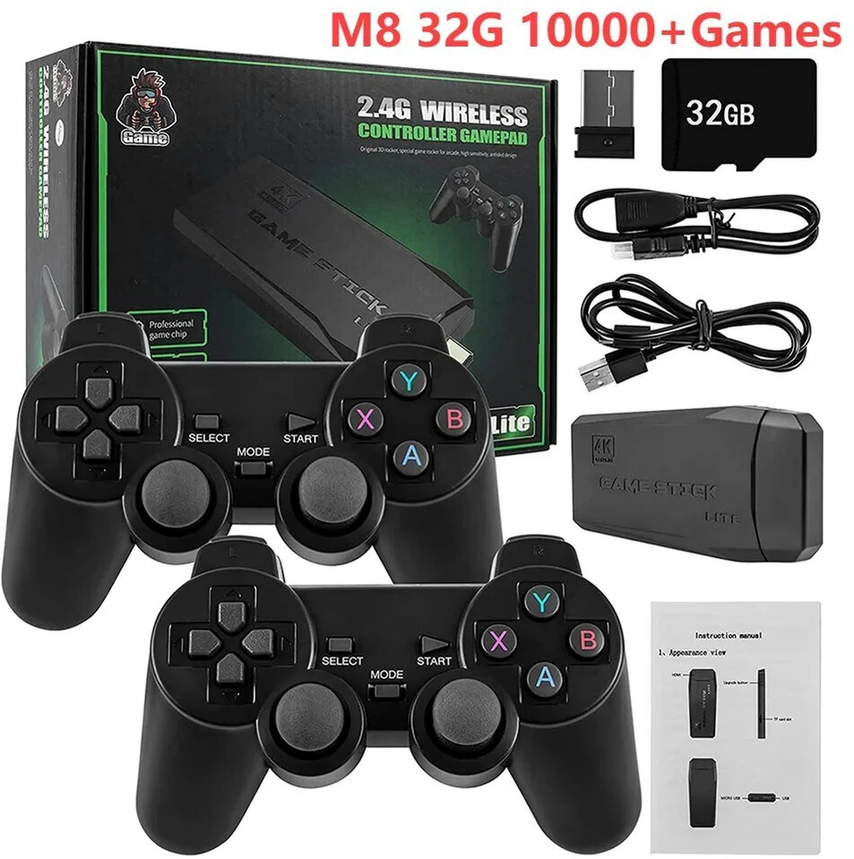 M8/M8 PLUS vaizdo žaidimų konsolė 4K HD 2.4G belaidis valdiklis TV Game Stick 20000+Games Retro delninis žaidimų grotuvas, skirtas PS1/FC/GBA