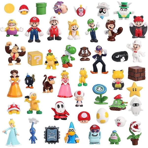 Netaikoma 48 vnt Super Mario Bros minifigūrėlės žaislai lėlių veiksmo figūrėlės Modelių papuošalai Gimtadienio torto papuošimo dovanos