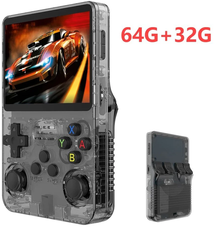 R36S nešiojamas retro vaizdo žaidimų konsolė 3,5 colio IPS ekrano grotuvas Kišeninis vaizdo grotuvas vaikams 64GB 10000 + žaidimų sistema Linux