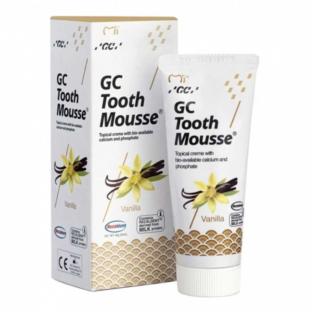 Remineralizuojantis dantų kremas be fluoro, vanilės skonio GC Tooth Mousse Recaldent, 35 ml