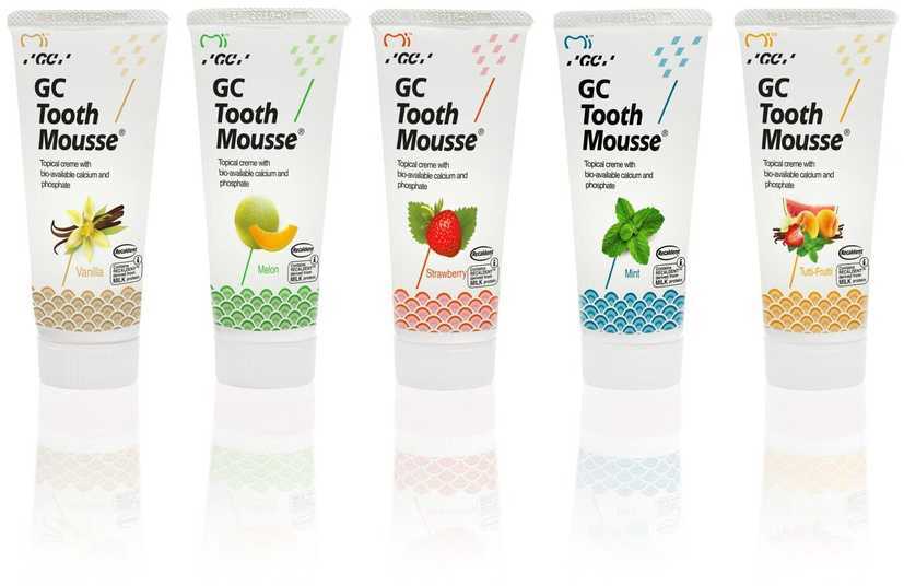 Remineralizuojantis dantų kremas be fluoro, įvairių vaisių skonio GC Tooth Mousse Recaldent, 35 ml
