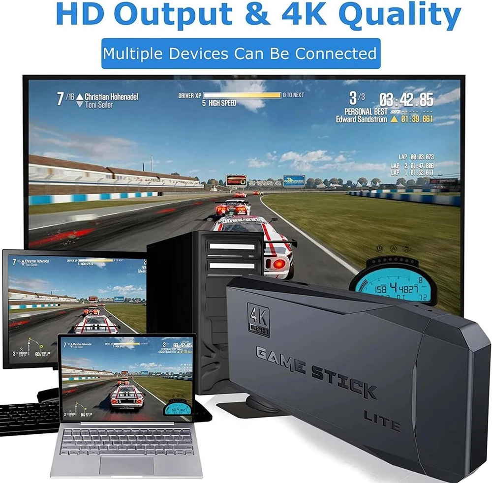 Retro vaizdo žaidimų konsolė 2.4G belaidė konsolė Game Stick 4k 20000 žaidimų nešiojama vaizdo žaidimų konsolė Dendy televizoriui