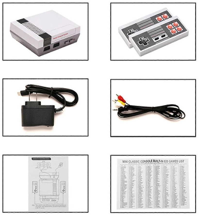 Retro žaidimų konsolė su 620 vaizdo žaidimų, Av ir Hdmi HD išvestis, „Plug and Play“, klasikinio leidimo mini pramogų sistema suaugusiems ir vaikams