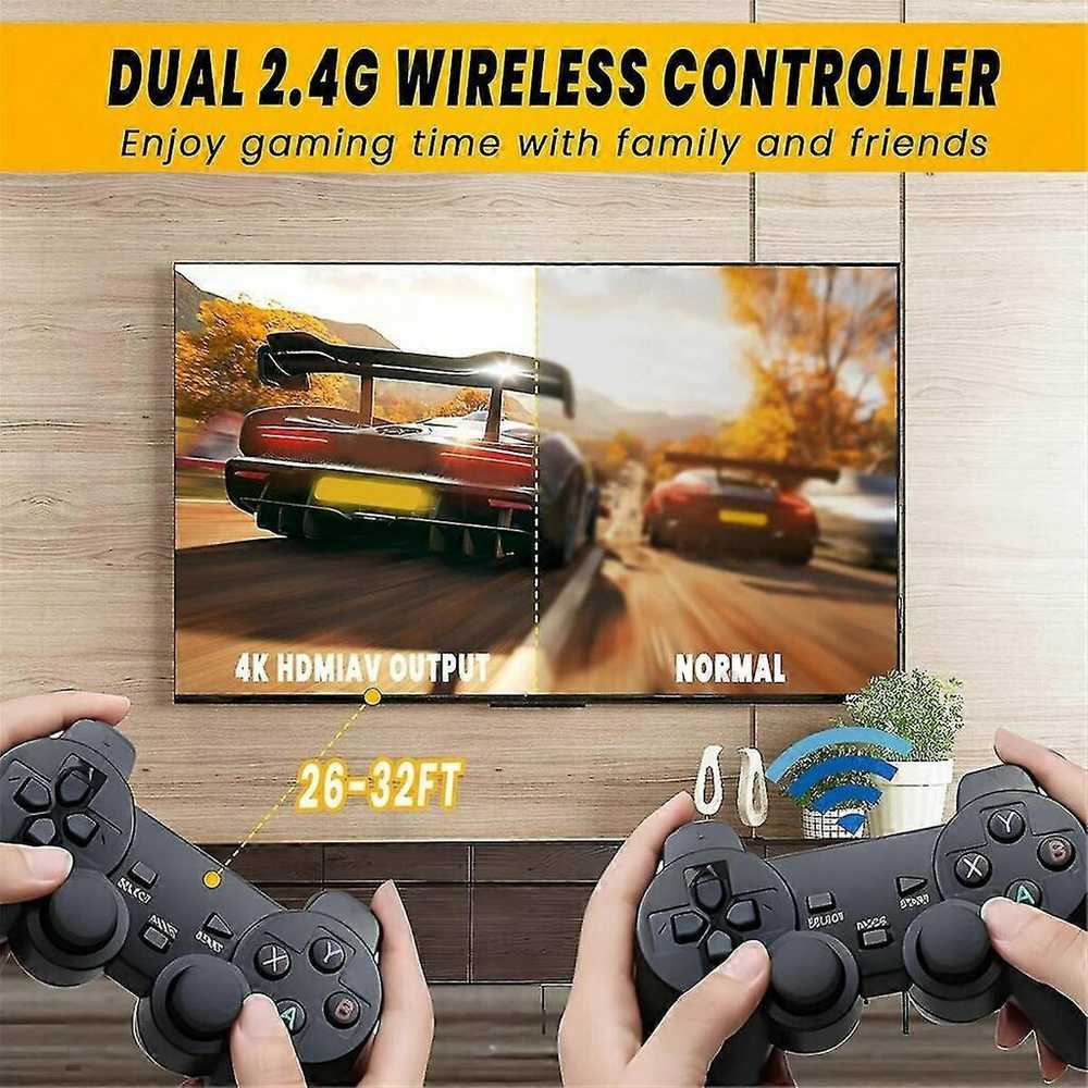 20000+ žaidimų 4K belaidė retro žaidimų konsolė, „Plug and Play“ vaizdo žaidimų lazdelė su 2,4G belaidžiu laidu