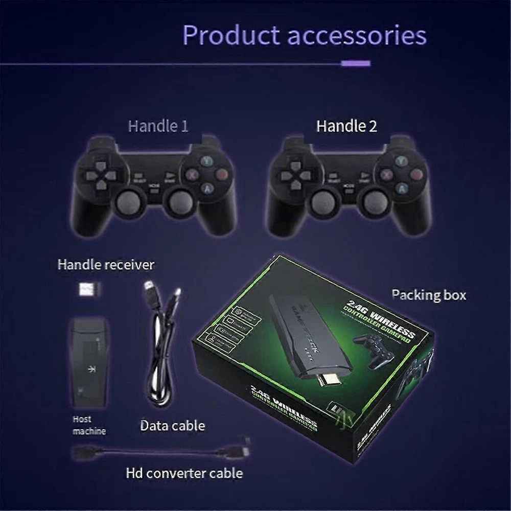 20000+ žaidimų 4K belaidė retro žaidimų konsolė, „Plug and Play“ vaizdo žaidimų lazdelė su 2,4G belaidžiu laidu