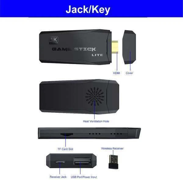 Activision 2024 m. Nauja 20000+ 4k HDMI TV vaizdo žaidimų lazda Retro žaidimų konsolė su 2 belaidžiais valdikliais 4k Game Stick 100% nauja