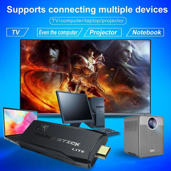 2024 m. nauja Retro 20000+ 4k HDMI TV vaizdo žaidimų lazda Retro žaidimų konsolė su 2 belaidžiais valdikliais 4k žaidimų lazda