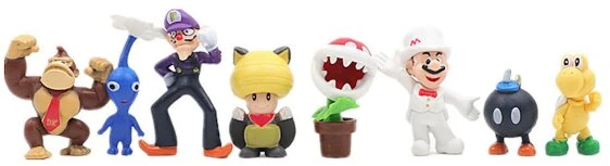 48vnt./ rinkinys Super Mario Family Luigi Yoshi Bowser Wario Peach Toad Daisy Figūros modelio žaislai