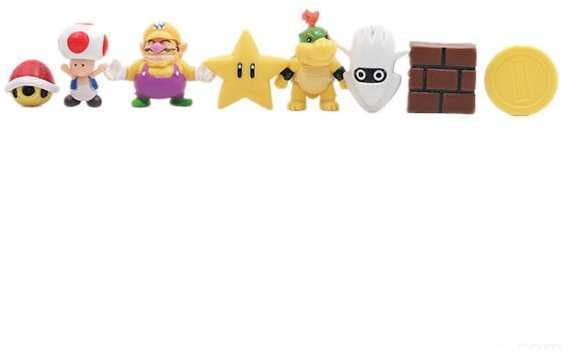 48vnt./ rinkinys Super Mario Family Luigi Yoshi Bowser Wario Peach Toad Daisy Figūros modelio žaislai