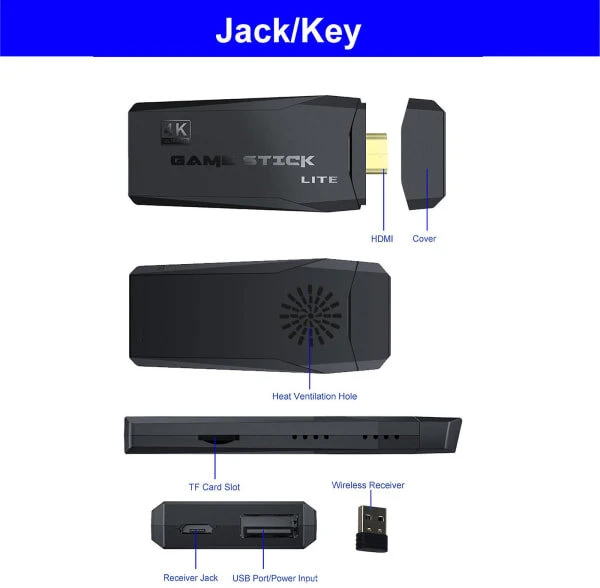 Activision 2024 m. Nauja 20000+ 4k HDMI TV vaizdo žaidimų lazda Retro žaidimų konsolė su 2 belaidžiais valdikliais 4k Game Stick 100% nauja