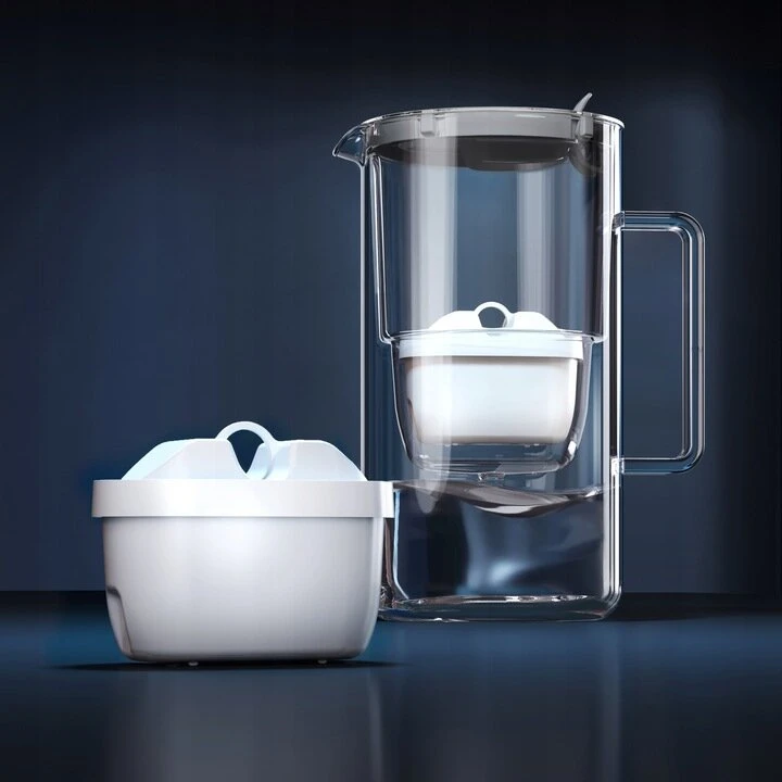 Aquaphor Glass, stiklinis 2,5 l filtravimo ąsotis su 3vnt Maxfor+ kasetėmis, baltas