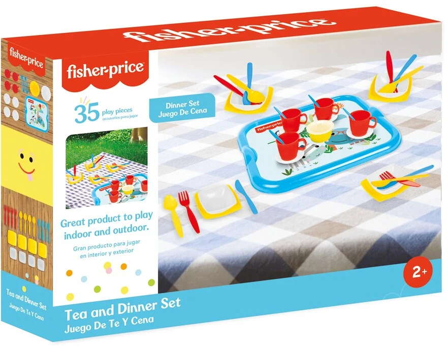 Arbatos rinkinys 4-iems su padėklu Dolu Fisher Price, 1821