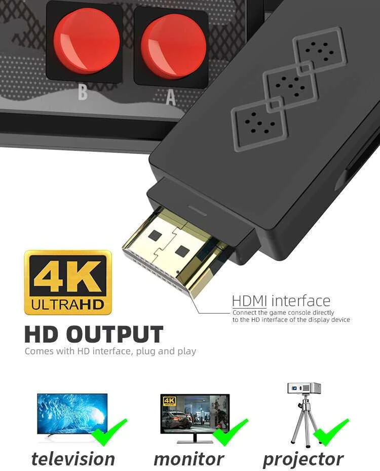 Belaidė klasikinių TV žaidimų konsolė HappyJoe Y2HD Plus 1800 Games + Download