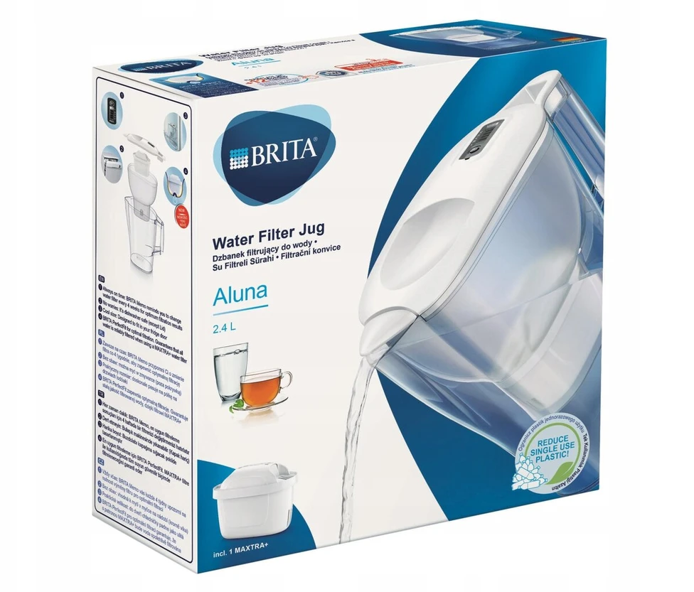 "Brita Aluna Baltas" 2,4 l filtravimo ąsotis + "Brita Maxtra" 6 vnt. filtras