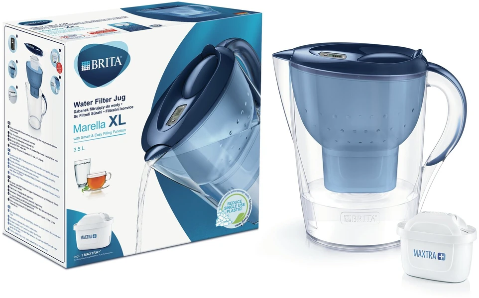 Vandens filtravimo ąsotis BRITA Marella XL 3.5L, melsvas su vandens filtru MAXTRA+ 1 vnt.