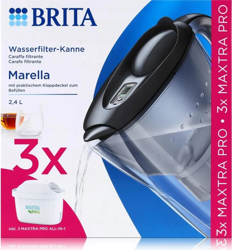 Brita Marella ąsotis 2,4L su 3 Maxtra filtrais, pilkas