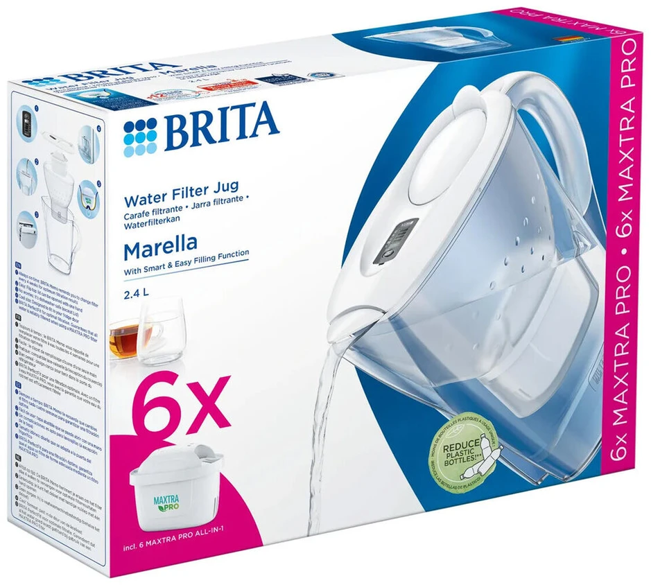 Brita Marella vandens ąsotis 2.4L ir Maxtra Pro+ filtrai, 6 vnt.