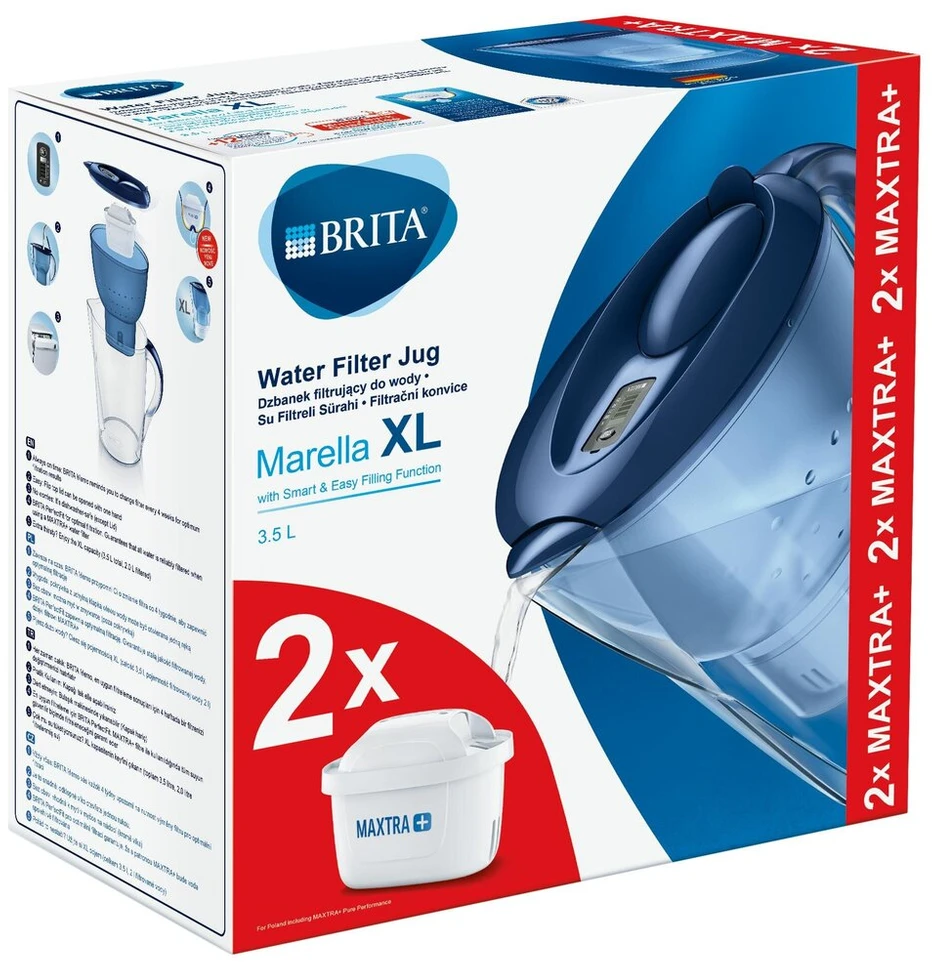 BRITA vandens filtravimo ąsotis Marella, mėlynas 1040565 – 3,5L +2vnt. Maxtra+
