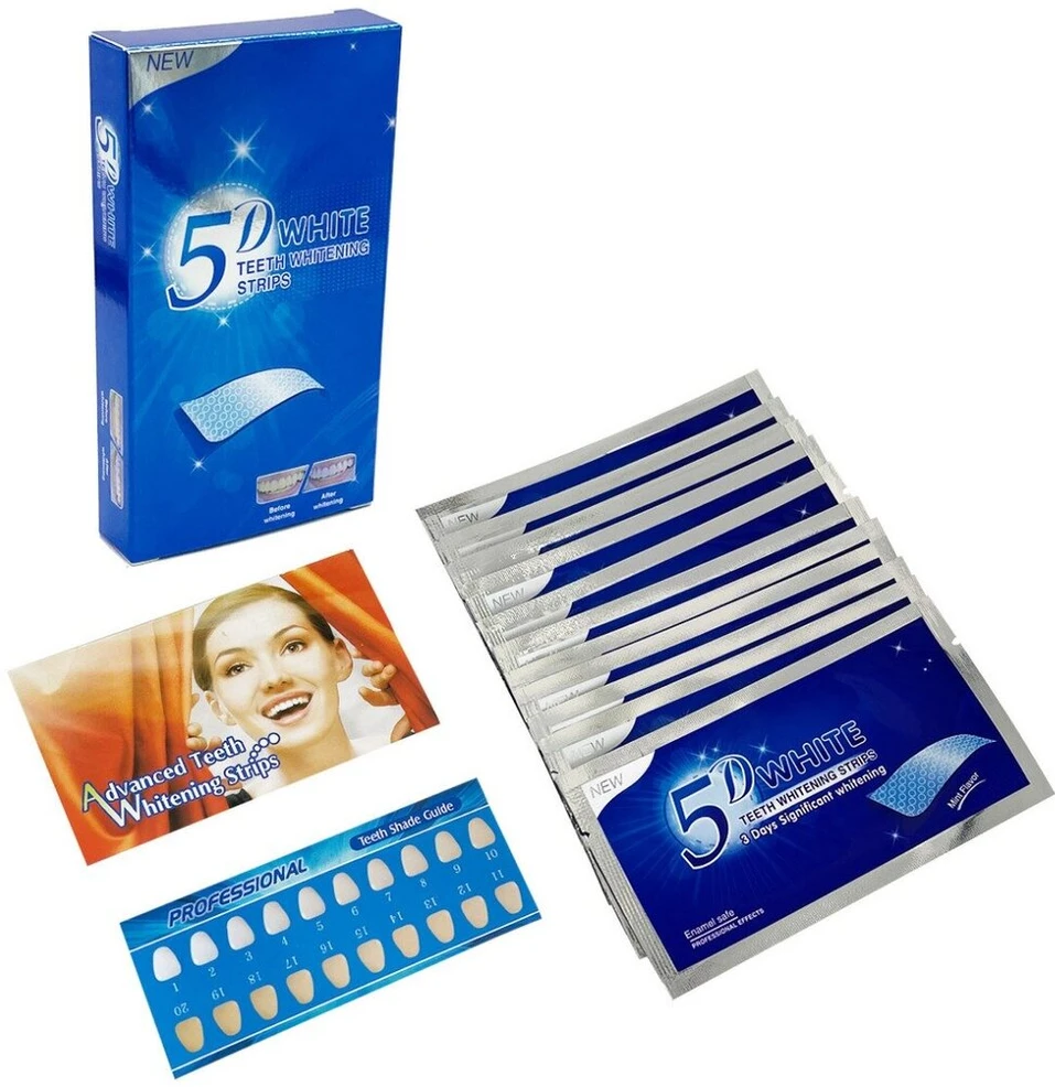 Dantų balinimo juostelės 5D Whitening, 14 vnt.