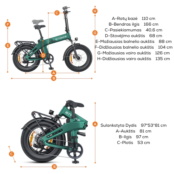 ENGWE EP-2 3.0 BOOST 250W 20" Electric Bike (Žalias)