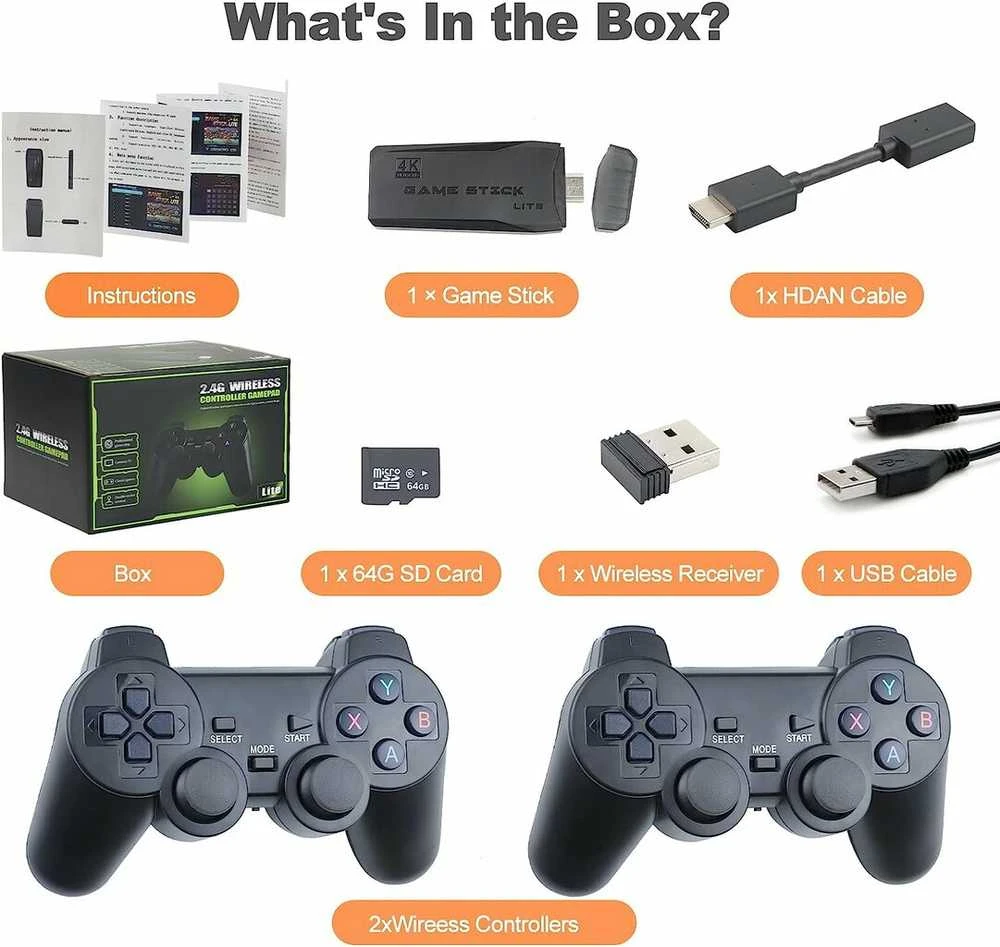 HappyJoe Plug & Play 20000+ Games, 4K HDMI, 64GB