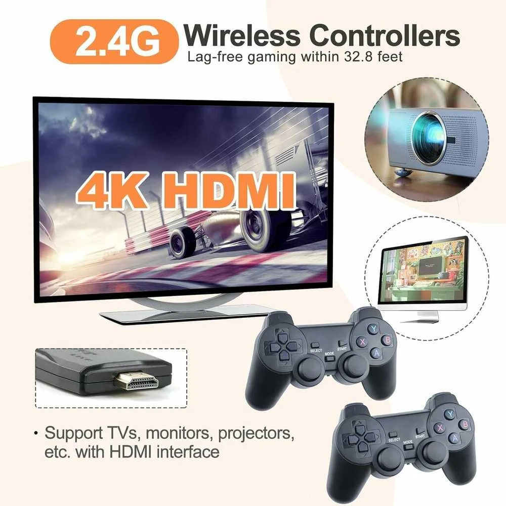 HappyJoe Plug & Play 20000+ Games, 4K HDMI, 64GB